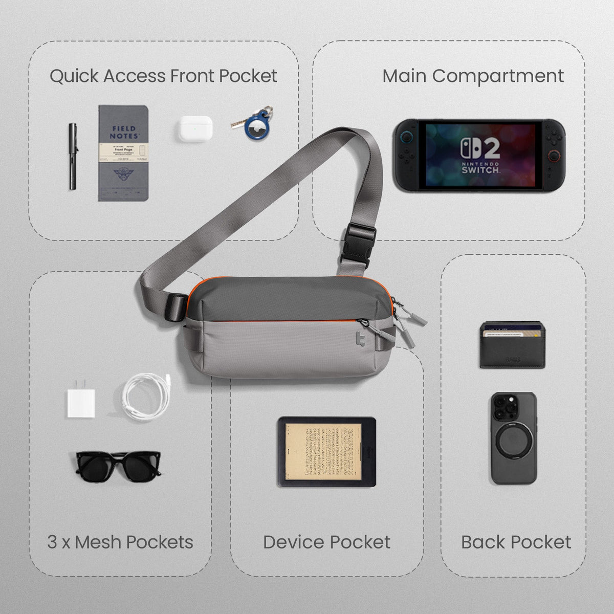 Explorer-T21 Sling Çanta 4L – Uzay Grisi