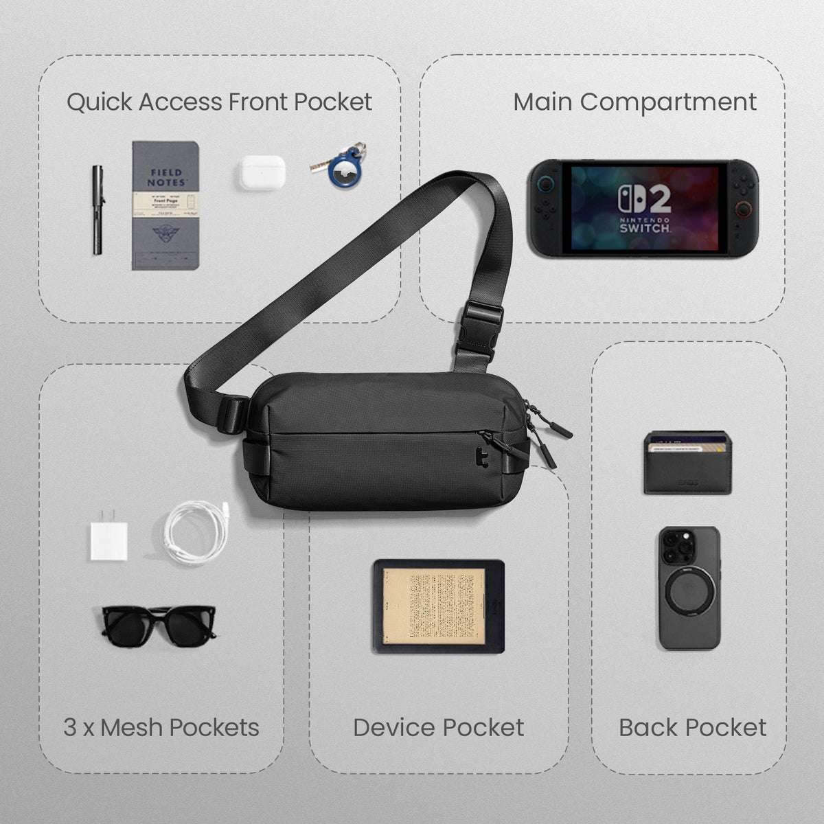 Explorer-T21 Sling Çanta 4L – Siyah