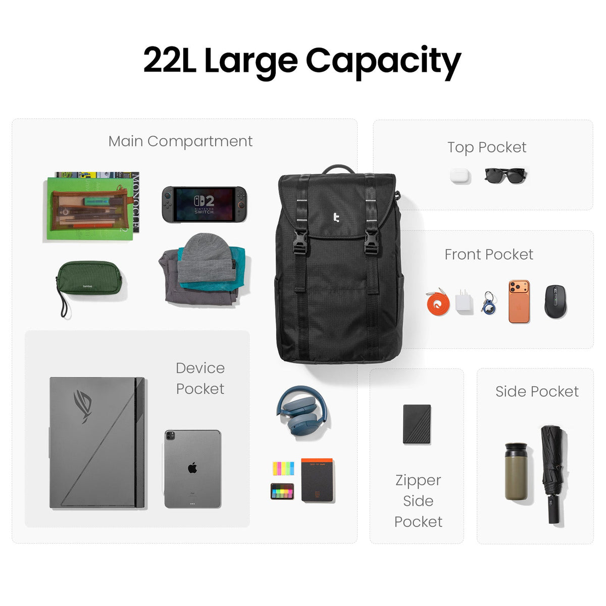 VintPack-TA1 Liteway Laptop Sırt Çantası 22L – Siyah